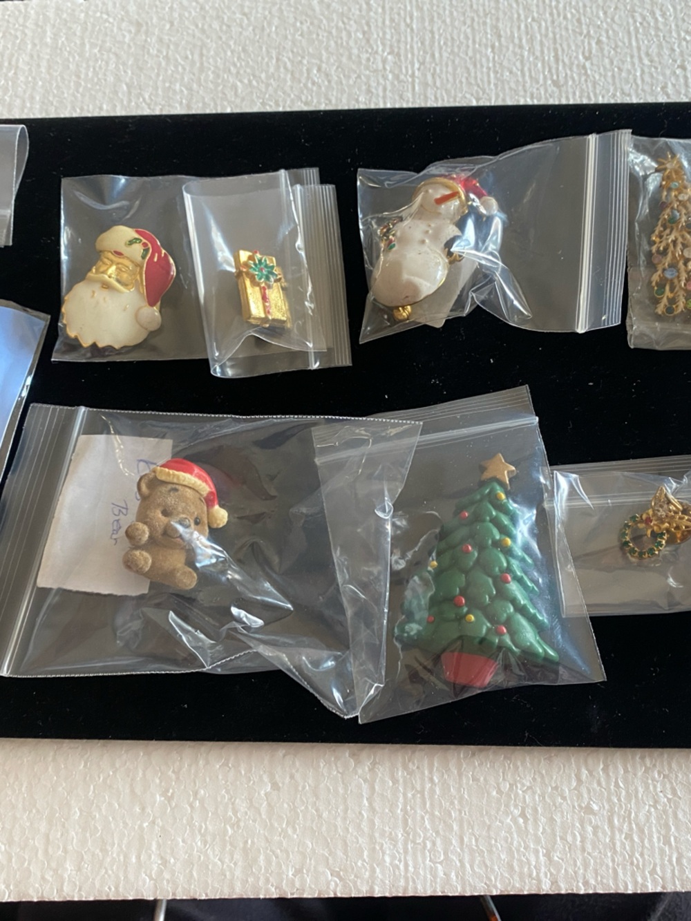 10 Vtg. Holiday Enamel Pin Lot - Christmas Tree, Santa, Snowman Angel & More